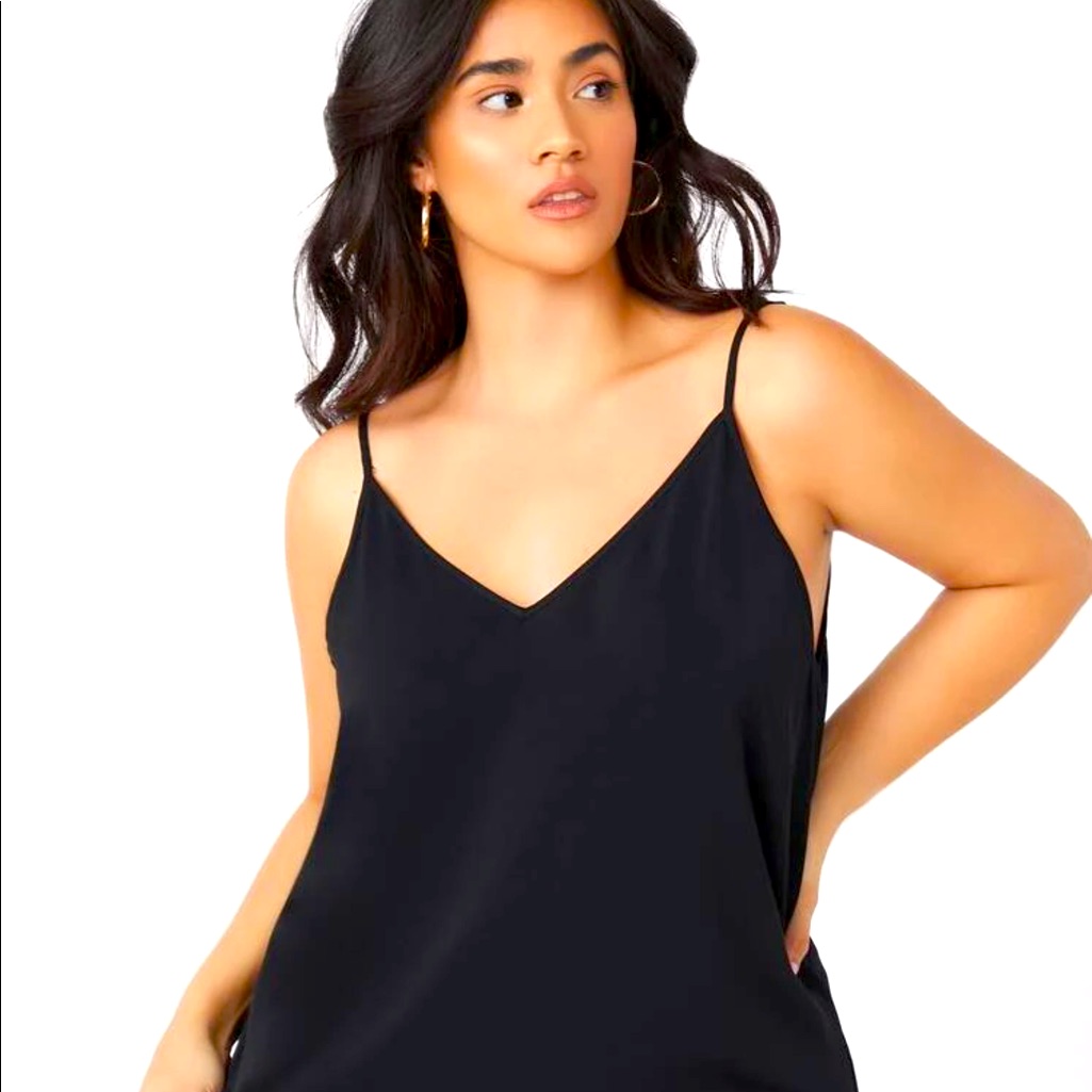 Plus Size Black Solid Cami Top